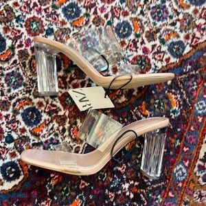 BRAND NEW lucite slide heels